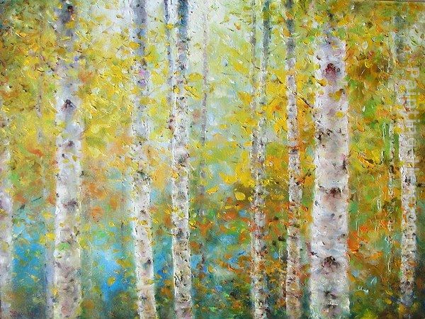 Birch Trees 01 painting - Ioan Popei Birch Trees 01 art painting